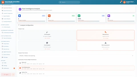 Autonomous Multi-Agent Fleet Management & Optimization Platform v3.0 interface